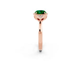 Rose gold Cushion Cut Emerald Halo Ring with Tapered Band and Four-Prong Setting_2