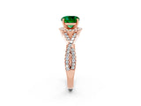 Rose gold Cushion Cut Emerald Halo Twist Band Solitaire Prong Setting Ring_2