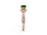Rose gold Cushion Cut Emerald  Halo Twist Band Solitaire Prong Setting Ring_38