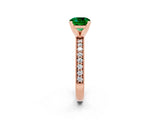 Rose gold Cushion Cut Emerald Milgrain Pavé Engagement Ring with Four-Prong Setting_14