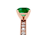 Rose gold Cushion Cut Emerald Milgrain Pavé Engagement Ring with Four-Prong Setting_17