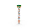 Rose gold Cushion Cut Emerald Prong Setting with Side Stones on a Pave Band_2
