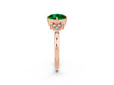 Rose gold Cushion Cut Emerald Ring with Side Stones and Four-Prong Setting_38