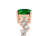 Rose gold Cushion Cut Emerald Scattered Round Accent Ring with Prong Setting_29