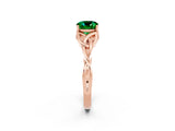 Rose gold Cushion Cut Emerald Solitaire Celtic Knot Ring with Four-Prong Setting_14