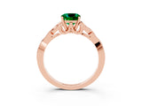 Rose gold Cushion Cut Emerald Solitaire Celtic Knot Ring with Four-Prong Setting_15