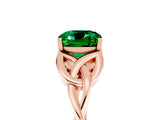 Rose gold Cushion Cut Emerald Solitaire Celtic Knot Ring with Four-Prong Setting_17