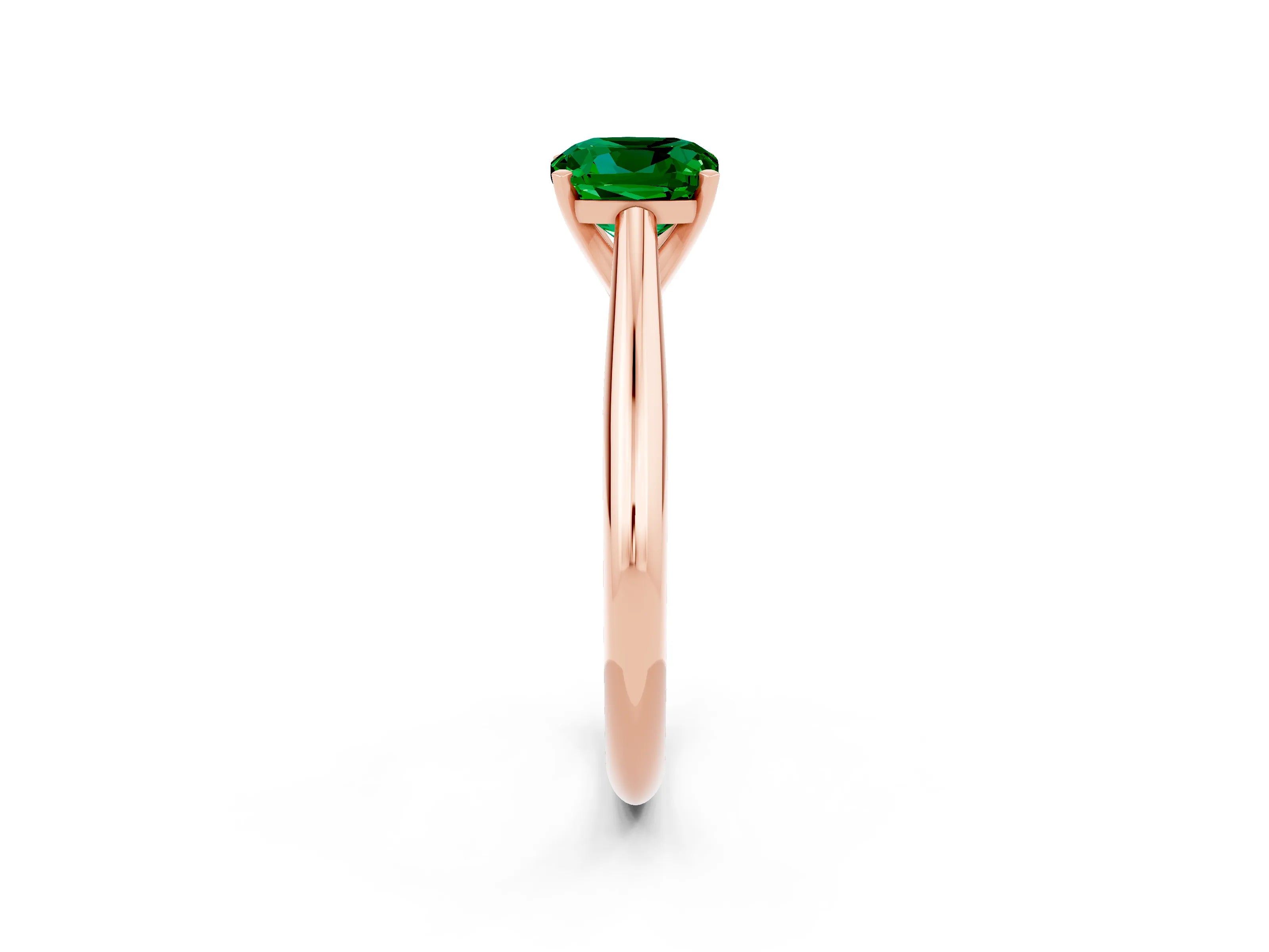 Rose gold Cushion Cut Emerald Solitaire Engagement Ring with Cathedral Setting and Four-Prong Mount_14