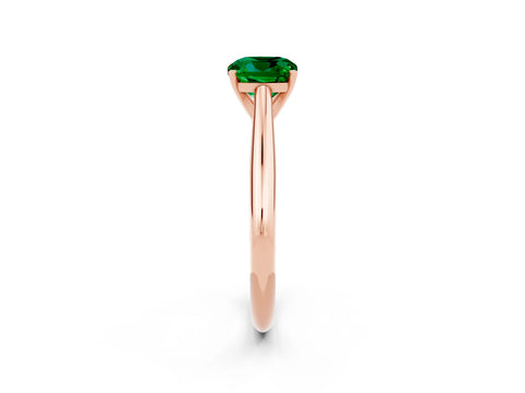 Rose gold Cushion Cut Emerald Solitaire Engagement Ring with Cathedral Setting and Four-Prong Mount_14