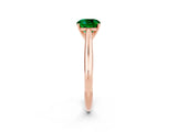 Rose gold Cushion Cut Emerald Solitaire Engagement Ring with Cathedral Setting and Four-Prong Mount_26
