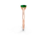 Rose gold Cushion Cut Emerald Solitaire Engagement Ring with Cathedral Setting and Four-Prong Mount_68