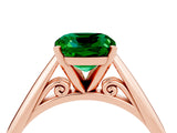 Rose gold Cushion Cut Emerald Solitaire Engagement Ring with Cathedral Setting and Four-Prong Mount_70