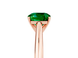 Rose gold Cushion Cut Emerald Solitaire Engagement Ring with Cathedral Setting and Four-Prong Mount_71