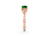 Rose gold Cushion Cut Emerald Solitaire Engagement Ring with Celtic Knot Band and Four-Prong Setting_2