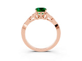 Rose gold Cushion Cut Emerald Solitaire Engagement Ring with Celtic Knot Band and Four-Prong Setting_3