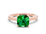Rose gold Cushion Cut Emerald Solitaire Engagement Ring with Classic Band and Four-Prong Setting_24