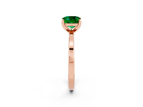 Rose gold Cushion Cut Emerald Solitaire Engagement Ring with Classic Band and Four-Prong Setting_26