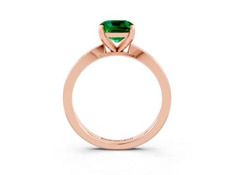 Rose gold Cushion Cut Emerald Solitaire Engagement Ring with Classic Band and Four-Prong Setting_27