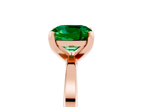 Rose gold Cushion Cut Emerald Solitaire Engagement Ring with Classic Band and Four-Prong Setting_29