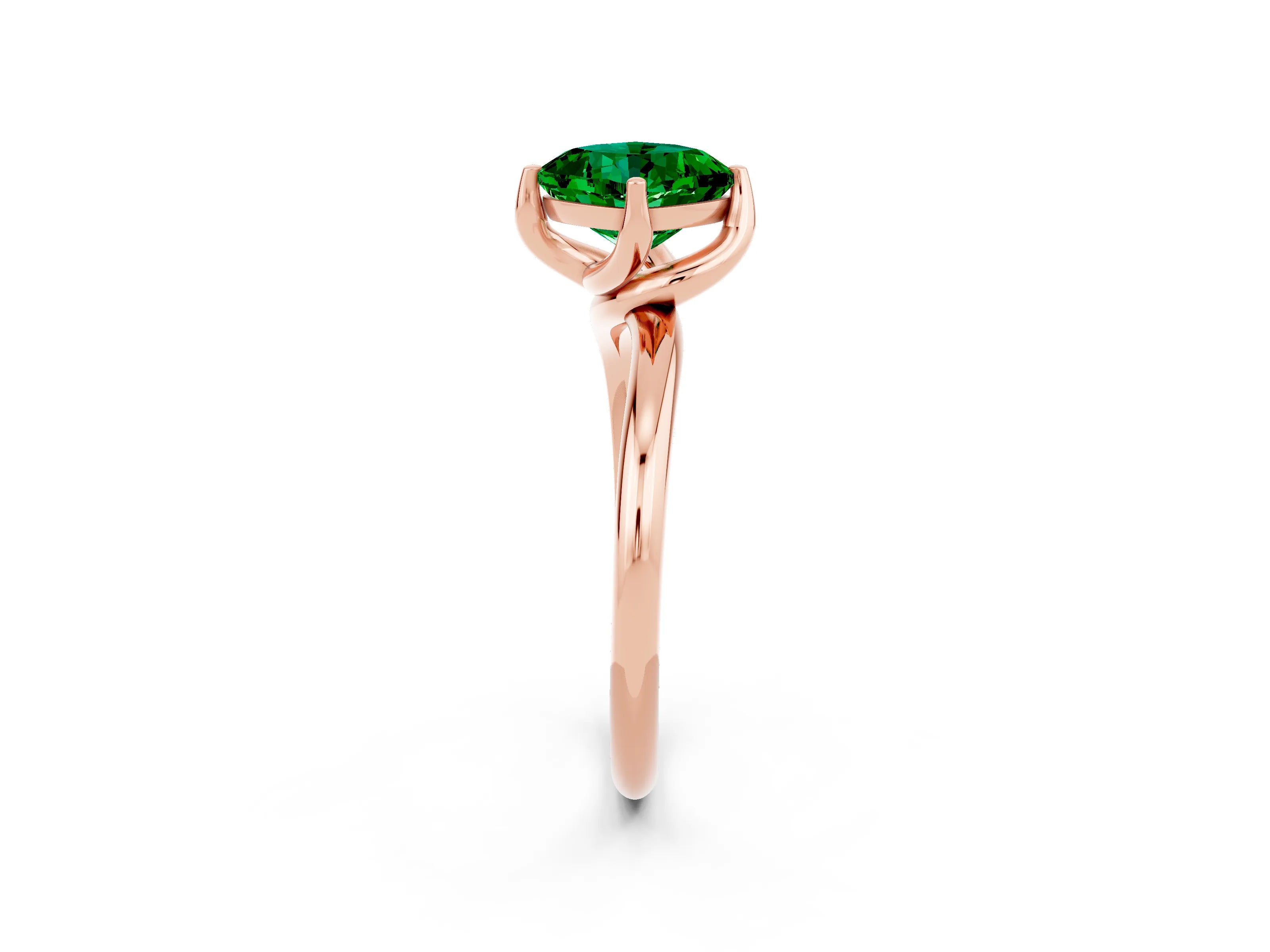 Rose gold Cushion Cut Emerald Solitaire Engagement Ring with Four-Prong Setting and Classic Band_14