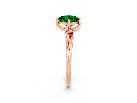 Rose gold Cushion Cut Emerald Solitaire Engagement Ring with Four-Prong Setting and Classic Band_14