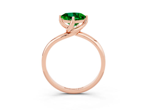 Rose gold Cushion Cut Emerald Solitaire Engagement Ring with Four-Prong Setting and Classic Band_15