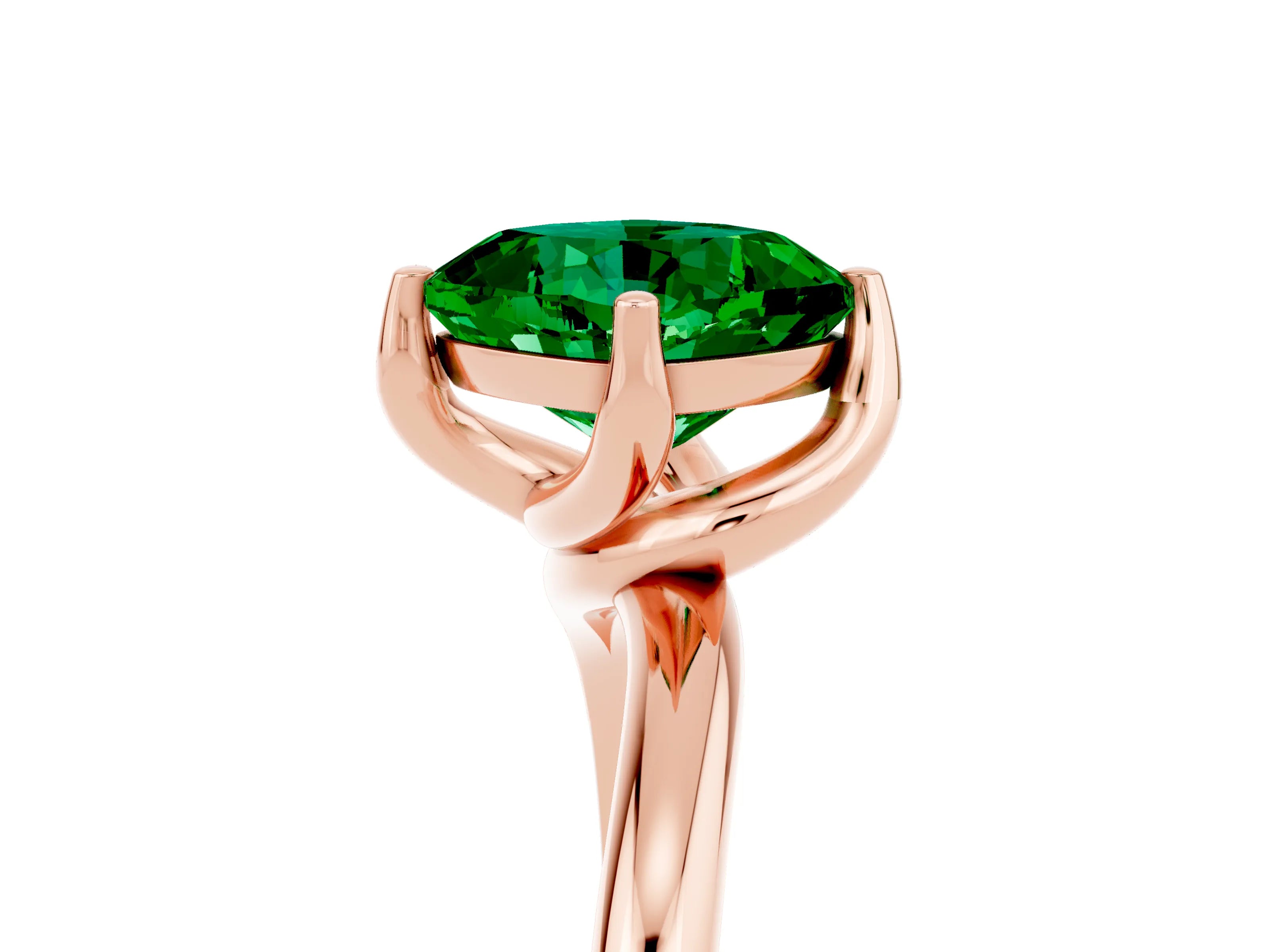 Rose gold Cushion Cut Emerald Solitaire Engagement Ring with Four-Prong Setting and Classic Band_17