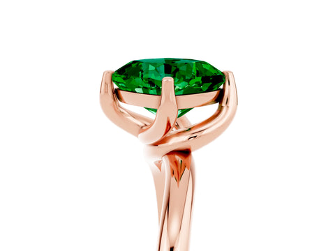 Rose gold Cushion Cut Emerald Solitaire Engagement Ring with Four-Prong Setting and Classic Band_17