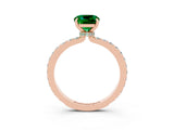 Rose gold Cushion Cut Emerald Solitaire Engagement Ring with Pavé Band and Four-Prong Setting_3