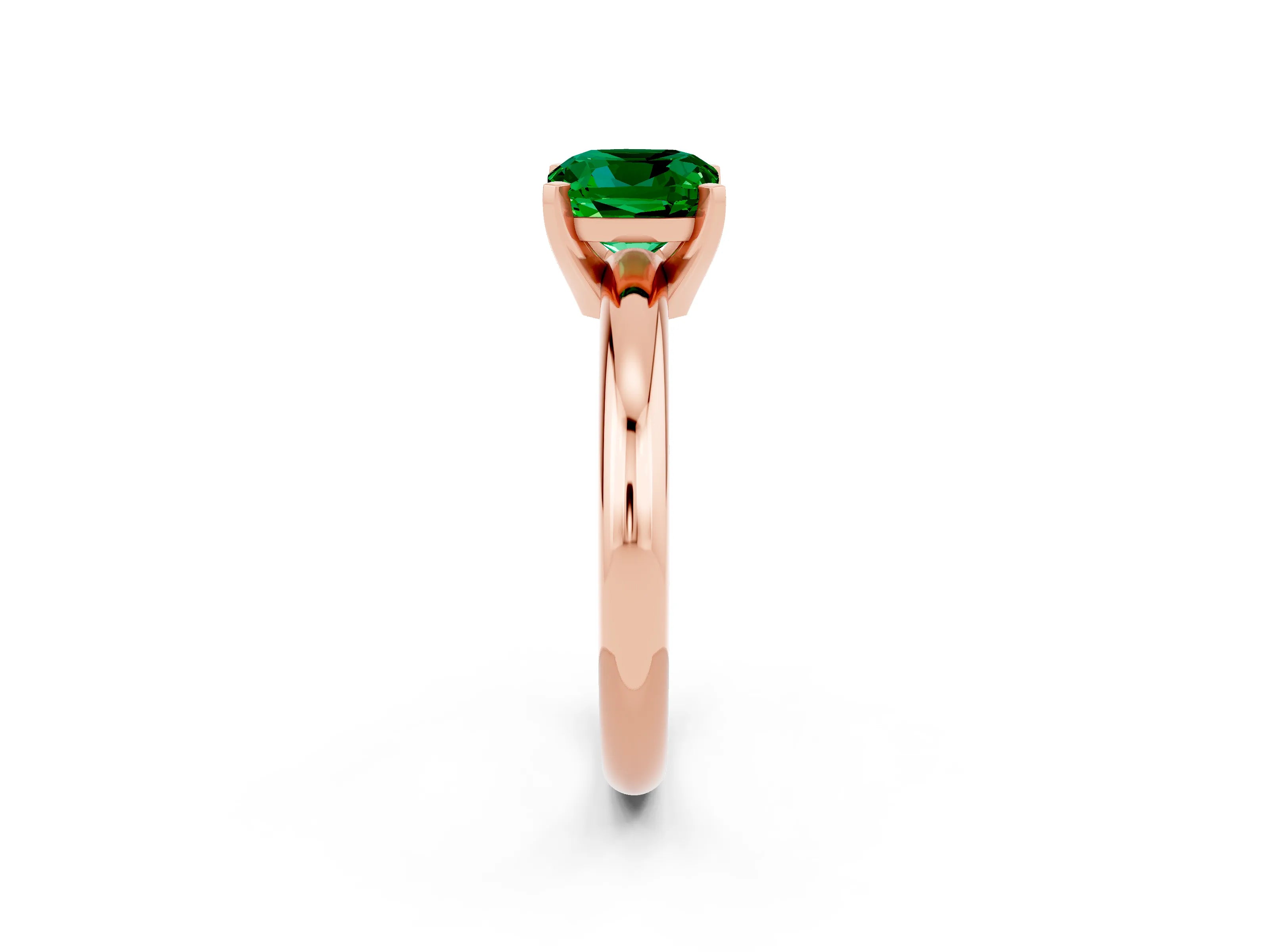 Rose gold Cushion Cut Emerald Solitaire Engagement Ring with Round Band and Four-Prong Setting_2