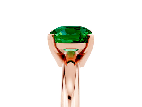 Rose gold Cushion Cut Emerald Solitaire Engagement Ring with Round Band and Four-Prong Setting_5