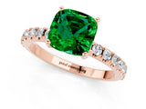 Rose gold Cushion Cut Emerald Solitaire Pavé Band with Four-Prong Setting_1