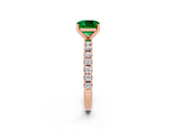 Rose gold Cushion Cut Emerald Solitaire Pavé Band with Four-Prong Setting_2