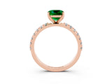Rose gold Cushion Cut Emerald Solitaire Pavé Band with Four-Prong Setting_3