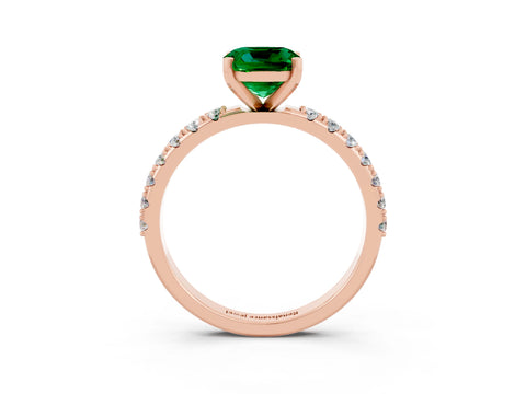 Rose gold Cushion Cut Emerald Solitaire Pavé Band with Four-Prong Setting_3