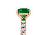 Rose gold Cushion Cut Emerald Solitaire Pavé Band with Four-Prong Setting_5