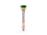 Rose gold Cushion Cut Emerald Solitaire Pavé Engagement Ring with Round Band and Prong Setting_14