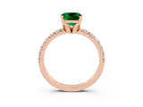 Rose gold Cushion Cut Emerald Solitaire Pavé Engagement Ring with Round Band and Prong Setting_15