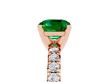Rose gold Cushion Cut Emerald Solitaire Pavé Engagement Ring with Round Band and Prong Setting_17