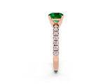 Rose gold Cushion Cut Emerald Solitaire Pavé Engagement Ring with Round Band and Prong Setting_80