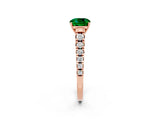 Rose gold Cushion Cut Emerald Solitaire Ring with Cathedral Setting and Pavé Band_2