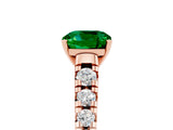 Rose gold Cushion Cut Emerald Solitaire Ring with Cathedral Setting and Pavé Band_5