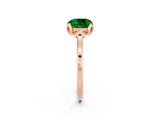 Rose gold Cushion Cut Emerald Solitaire Ring with Flower Prong Setting and Classic Band_14