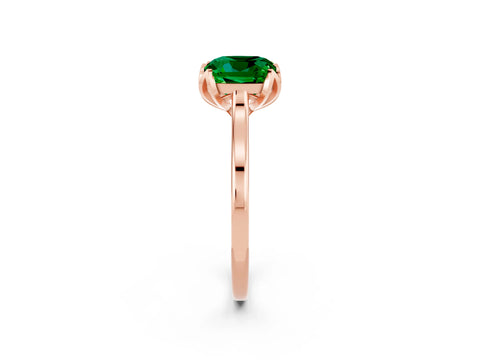 Rose gold Cushion Cut Emerald Solitaire Ring with Flower Prong Setting and Classic Band_14