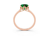 Rose gold Cushion Cut Emerald Solitaire Ring with Flower Prong Setting and Classic Band_15