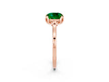 Rose gold Cushion Cut Emerald Solitaire Ring with Flower Prong Setting and Classic Band_38
