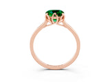 Rose gold Cushion Cut Emerald Solitaire Ring with Flower Prong Setting and Classic Band_39