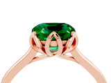 Rose gold Cushion Cut Emerald Solitaire Ring with Flower Prong Setting and Classic Band_40