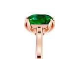 Rose gold Cushion Cut Emerald Solitaire Ring with Flower Prong Setting and Classic Band_41