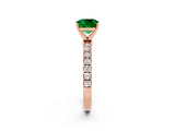 Rose gold Cushion Cut Emerald Solitaire Ring with Pavé Accents and Four-Prong Setting_2